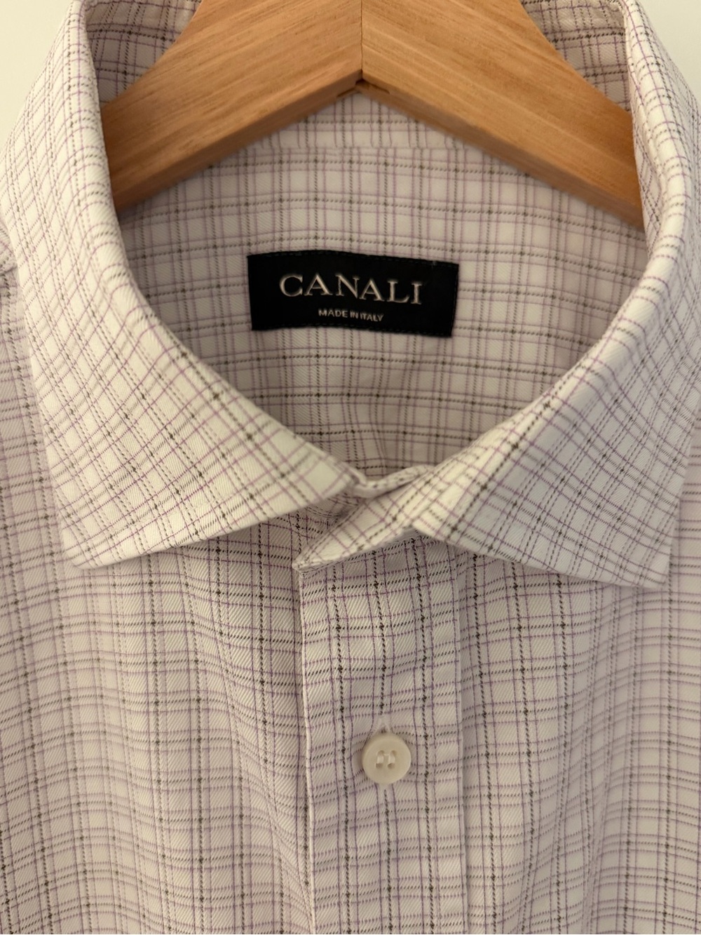 Canali Men's Light Lavender Windowpane Dress Shirt size 16